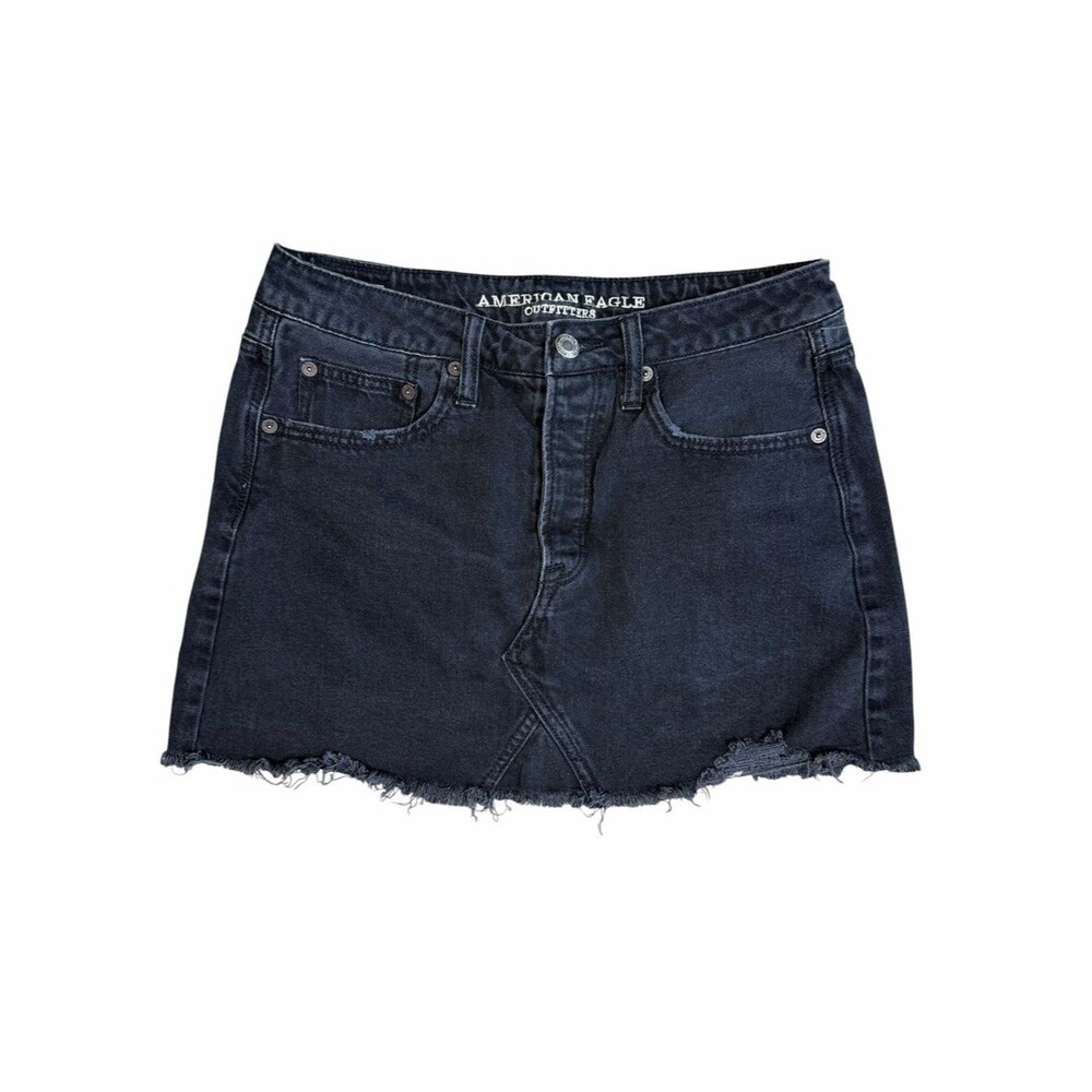 American Eagle Black Denim Mini Skirt Size 6